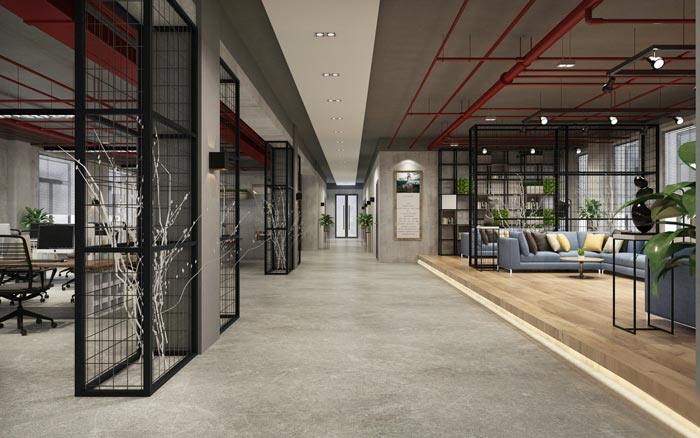 工業(yè)風(fēng)辦公空間過道設(shè)計(jì)效果圖