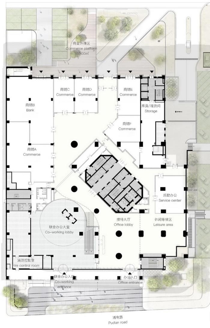 上海寶鋼大廈設(shè)計(jì)總平面圖